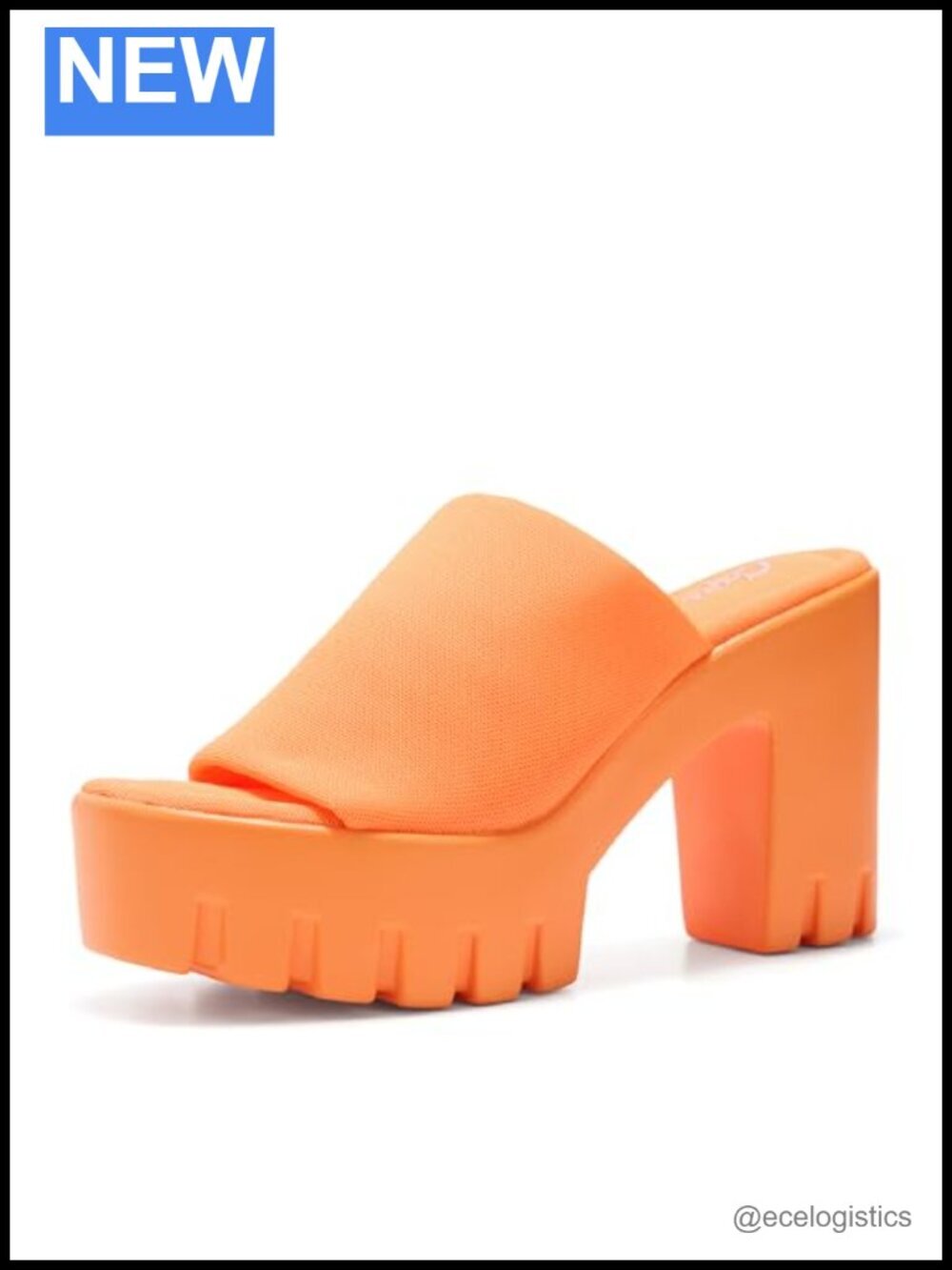 4.5" Chunky Block Heel Platform Sandals with Elastic Band - Slip On Open Toe